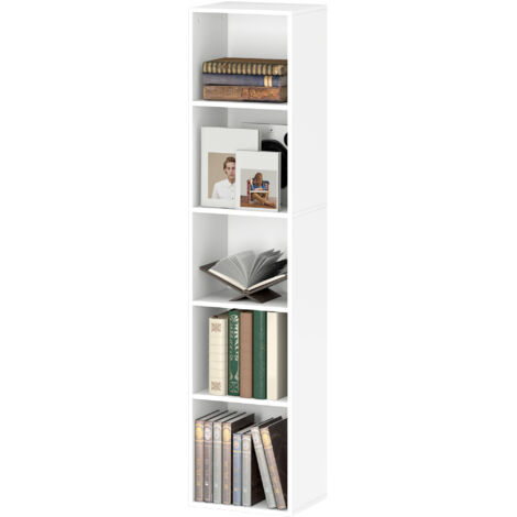 Bibliothèque 5 niveaux étagères réglables blanc 30x24x133,5cm