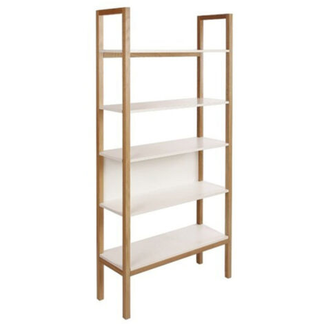 Bibliothèque 5 Niveaux "Farringdon" 185cm Chêne & Blanc