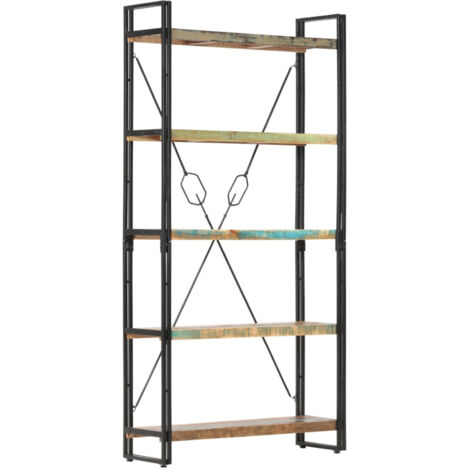 Bibliothèque 5 niveaux Meuble de Rangement  Meuble Étagère 90x30x180 cm Bois solide de récupération 28884