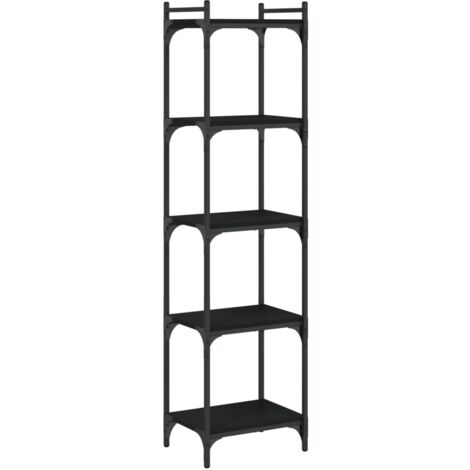 Bibliothèque 5 niveaux noir 40x30x154 bois d'ingénierie