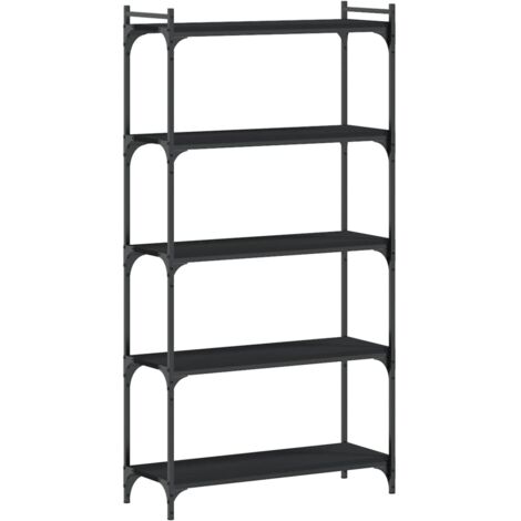 Bibliothèque 5 niveaux noir 80x30x154 bois d'ingénierie