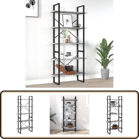 Bibliothèque 5 niveaux Sonoma gris 80x30x175 cm - Bibliothèque - Étagère - Meuble De Rangement - Mobilier Intérieur - Décoration Intérieure