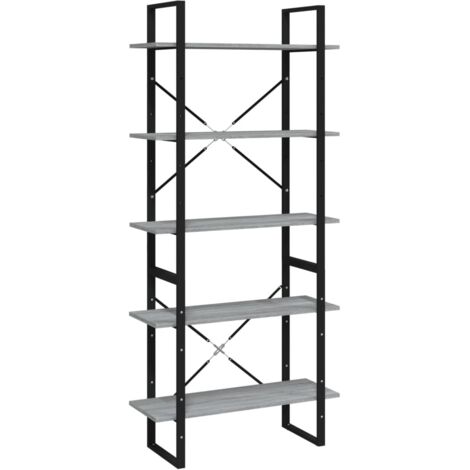 Bibliothèque 5 niveaux Sonoma gris 80x30x175 cm vidaXL