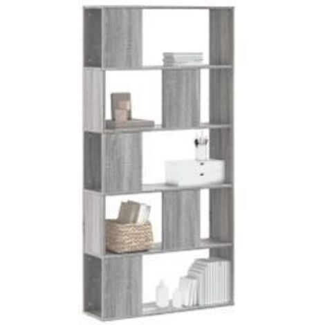 Bibliothèque 5 niveaux sonoma gris bois d'ingénierie