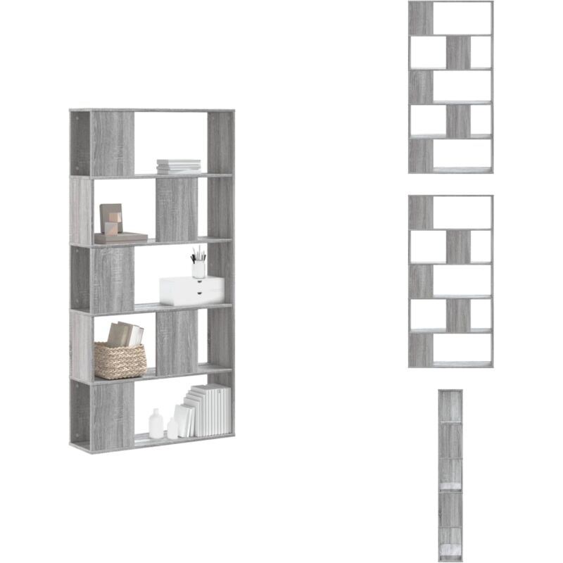 Bibliothèque 5 niveaux sonoma gris bois d'ingénierie - Bibliothèque - Bibliothèques - Étagère - Armoire De Rangement