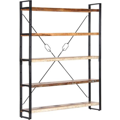 Bibliothèque 5 niveaux Style scandinave - Meuble de Rangement - 140x30x180cm Bois solide de récupération Chic-730214