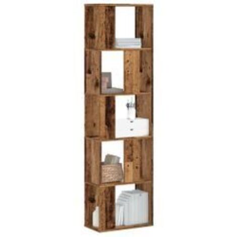 Bibliothèque 5 niveaux vieux bois bois d'ingénierie