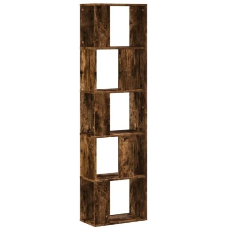Bibliothèque 5 niveaux，Armoire à Livres chêne fumé bois d'ingénierie CFW6882013
