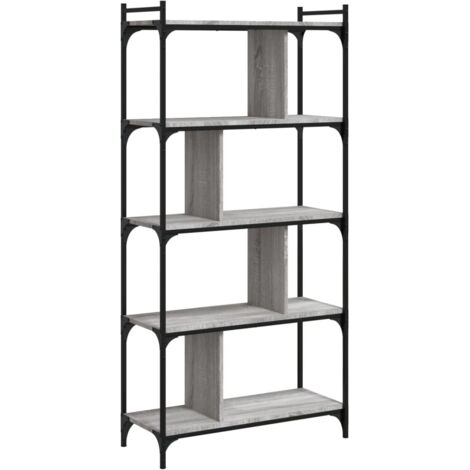 Bibliothèque 5 niveaux，Armoire à Livres sonoma gris 76x32x158 cm CFW1049917