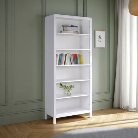 Bibliothèque 6 niches 82x39,5x197 cm en pin blanc - CHILOM
