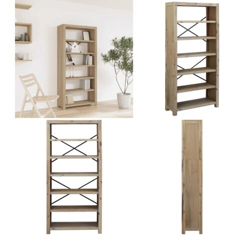 Bibliothèque 6 niveaux 80x30x170 cm Bois solide d'acacia - Étagère livres - Rangement livres