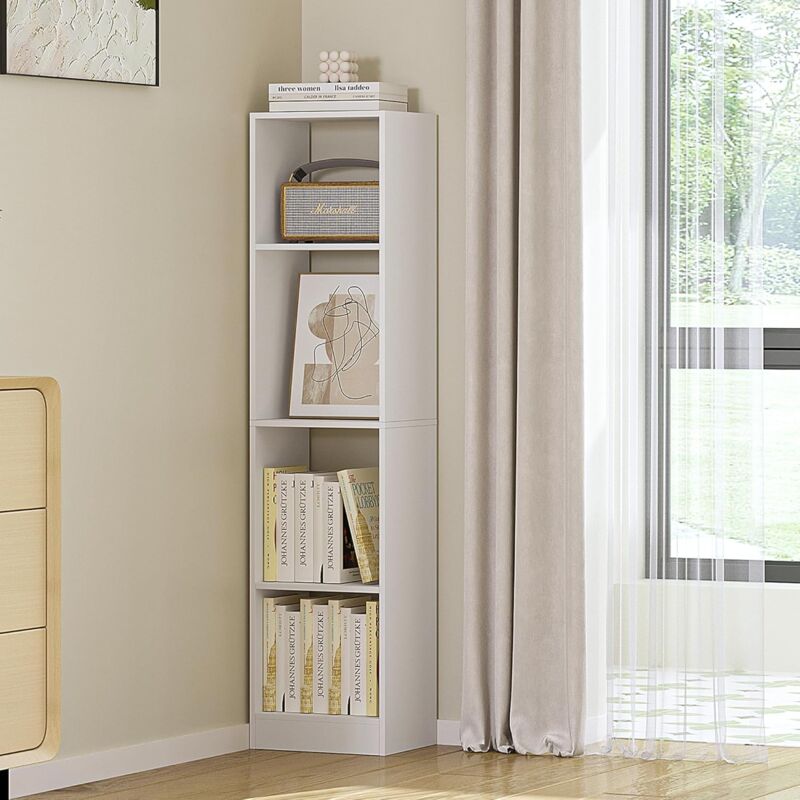 Bibliothèque, 4 Niveaux Meuble de Rangement, Étagère, pour Bureau