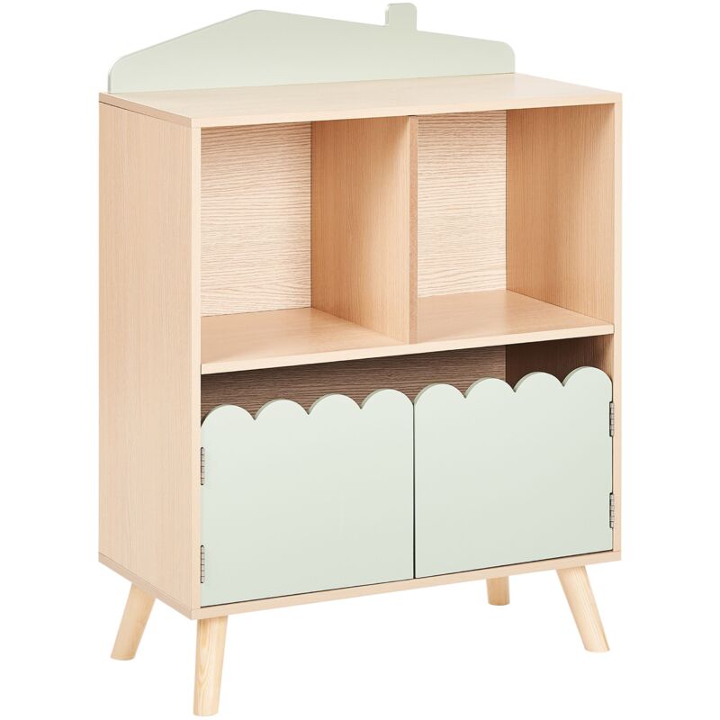 Beliani - Bibliothèque à 1 Niveau Bois de Pin mdf avec Rangement Meuble Chambre Enfant Bois Clair Lackey
