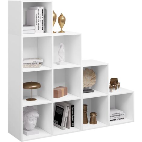 Bibliothèque à 10 Compartiments Cubiques WOLTU, Étagère avec Casiers, Meuble de Rangement 120x30x120cm, Blanc