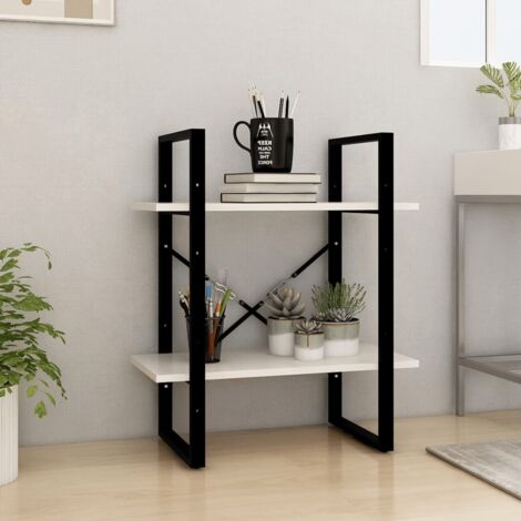 Bibliothèque à 2 niveaux-Étagère de Rangement Blanc 60x30x70 cm Bois de pin massif 483448