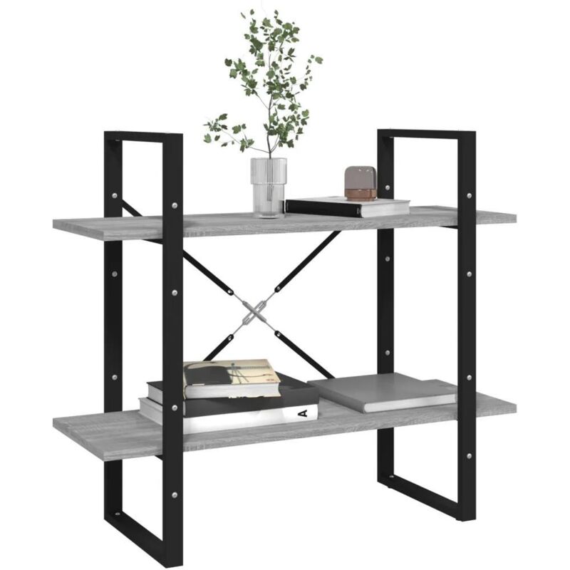 Bibliothèque 2 niveaux Sonoma gris 80x30x70cm Bois d'ingénierie - Vidaxl