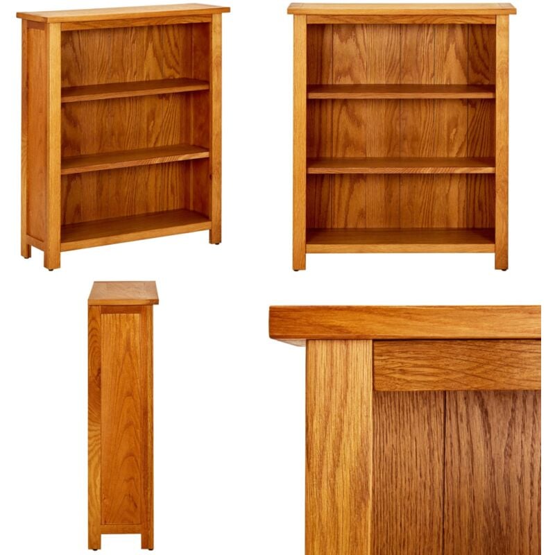 Bibliothèque à 3 étagères 70 x 22,5 x 82cm Bois de chêne massif - Bibliothèque En Bois - Bibliothèque Rustique - Bibliothèque Chêne - Bibliothèque