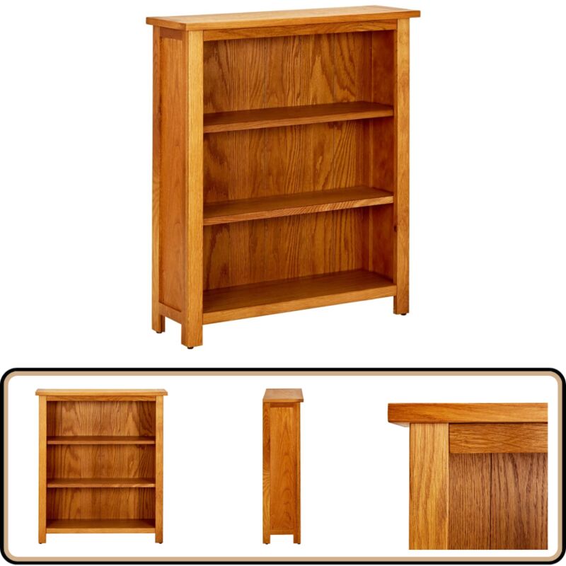 Vidaxl - Bibliothèque à 3 étagères 70 x 22,5 x 82cm Bois de chêne massif - Bibliothèque En Bois - Bibliothèque Rustique - Bibliothèque Chêne