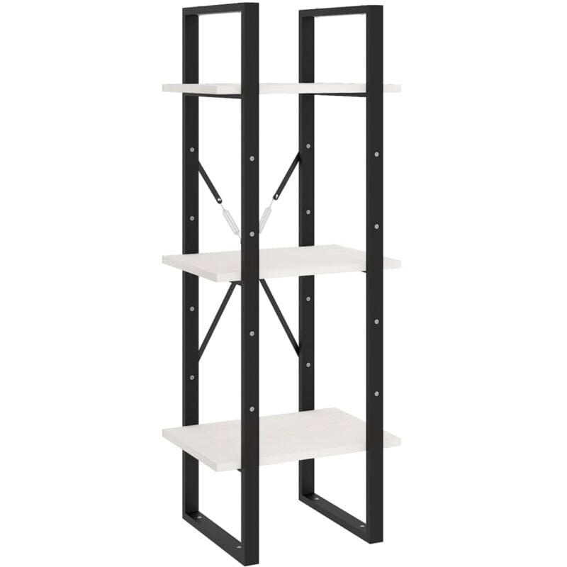 Inlife Bibliothèque à 3 niveaux Blanc 40x30x105 cm Bois de pin massif