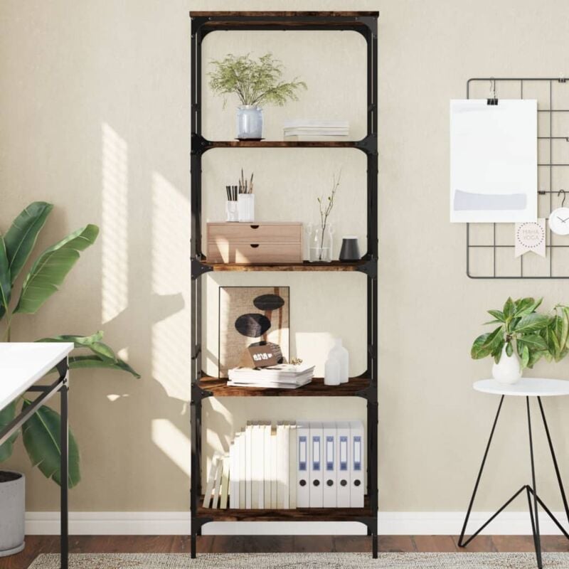 Vidaxl - Bibliothèque à 5 niveaux chêne fumé 59x35x171 cm