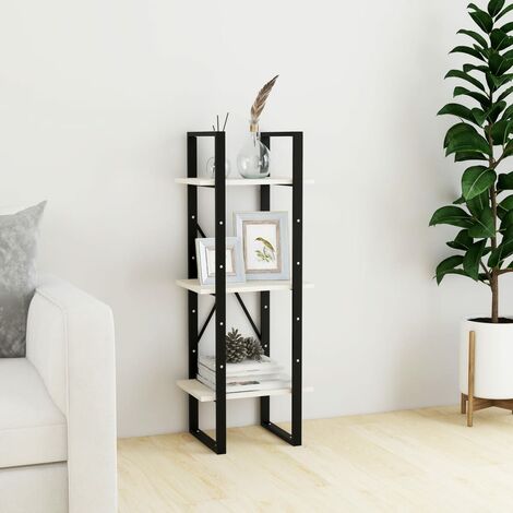 Bibliothèque à 3 niveaux, Étagère de Rangement, Meuble pour Dossier, Armoire de Rangement Blanc 40x30x105 cm Bois de pin massif AXZ24176