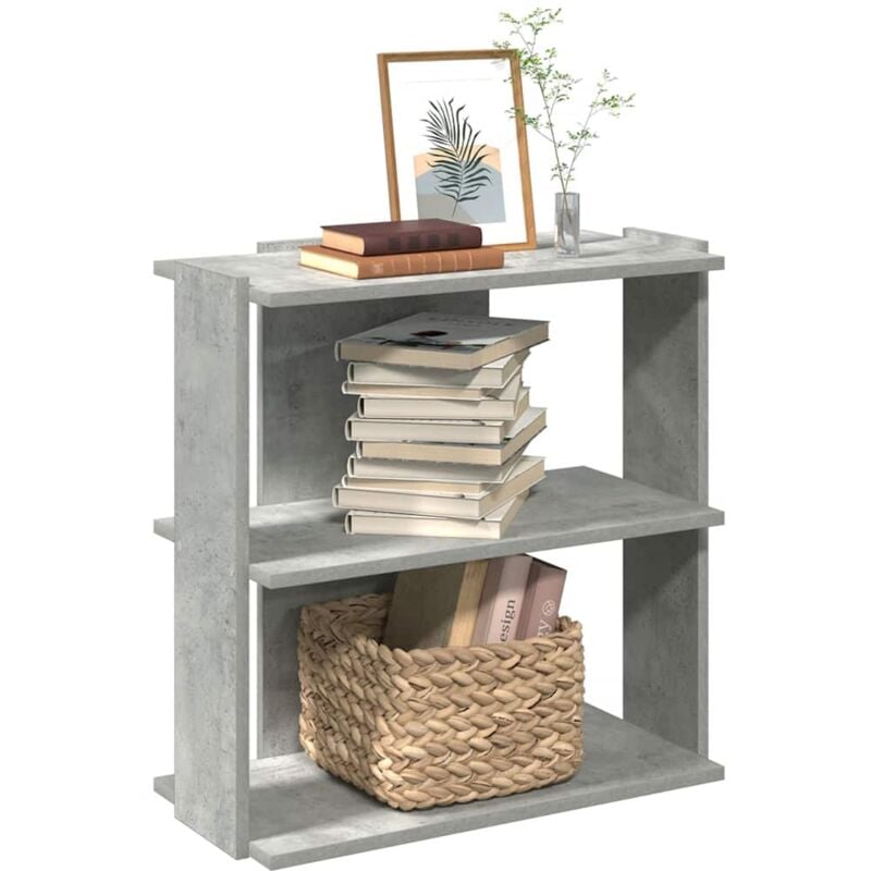 Bibliothèque à 3 niveaux gris béton 60x30x60 cm bois ingénierie - Vidaxl