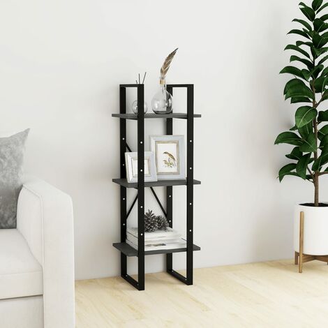 Bibliothèque à 3 niveaux Meuble de Rangement  Meuble Étagère Gris 40x30x105 cm Bois de pin massif 56578