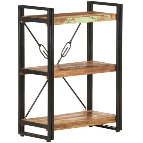 Bibliothèque à 3 niveaux Style scandinave - Meuble de Rangement - 60x30x80cm Bois de récupération massif Chic-431150