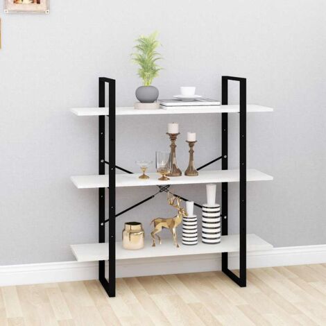 Bibliothèque à 3 niveaux Style scandinave - Meuble de Rangement - Blanc 100x30x105 cm Bois de pin massif Chic-359740