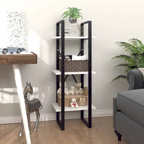 Bibliothèque à 3 niveaux Style scandinave - Meuble de Rangement - Blanc 40x30x105 cm Aggloméré Chic-320669