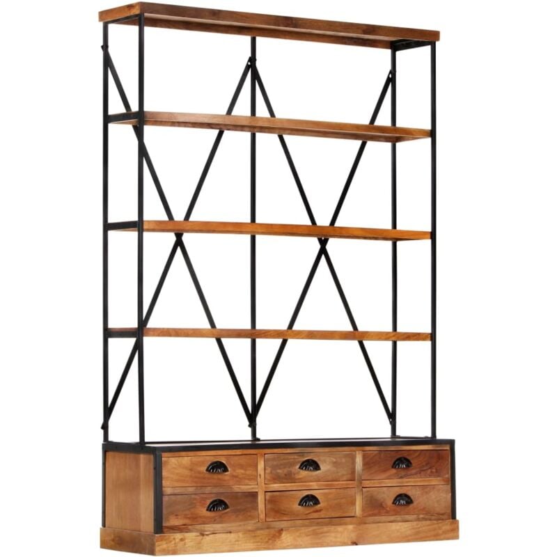 Vidaxl - Bibliothèque à 4 étagères avec 6 tiroirs 122x36x181 cm Manguier