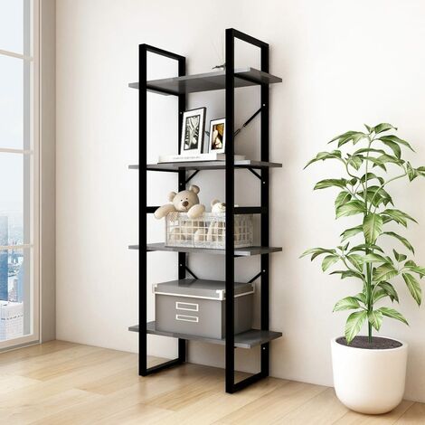 Bibliothèque à 4 niveaux  Armoire de livres  Étagères de Rangement Gris 60x30x140 cm Bois de pin massif BZREH4007461