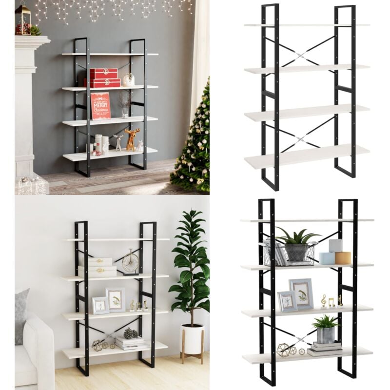 Vidaxl - Bibliothèque à 4 niveaux Blanc 100x30x140 cm Bois de pin massif - Bibliothèque - Étagère - Meuble Industriel - Rangement Intérieur