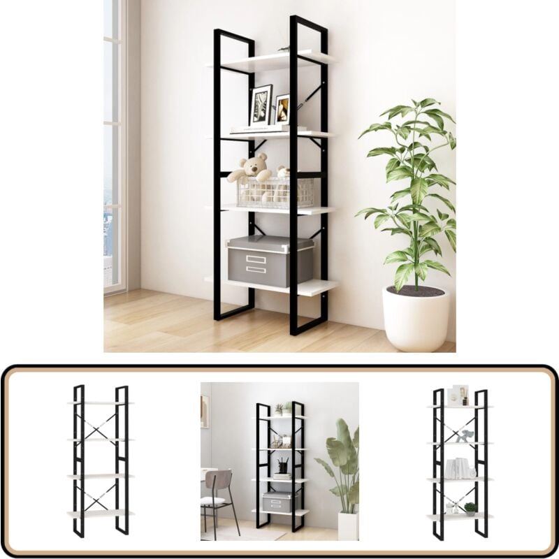 Vidaxl - Bibliothèque à 4 niveaux Blanc 60x30x140 cm Bois de pin massif - Bibliothèque Industrielle - Bibliothèque Blanche - Étagère Bois Massif