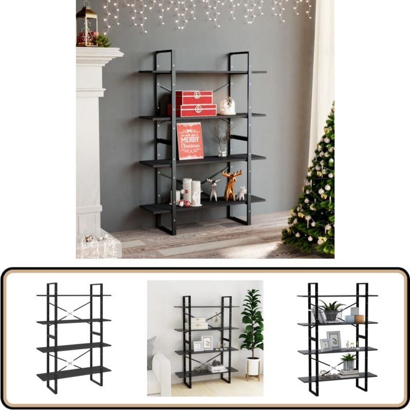 Vidaxl - Bibliothèque à 4 niveaux gris 100x30x140 cm bois d'ingénierie - Bibliothèque Industrielle - Étagère Grise - Meuble Rangement - Bibliothéque