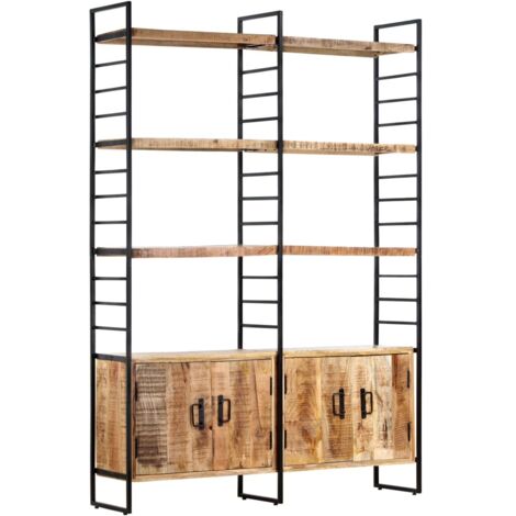 Bibliothèque à 4 niveaux Meuble de Rangement  Meuble Étagère 124x30x180 cm Bois de manguier brut 96479
