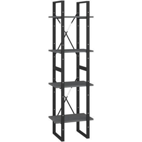 Bibliothèque à 4 niveaux Meuble de Rangement  Meuble Étagère Gris 40x30x140 cm Bois de pin massif 84846