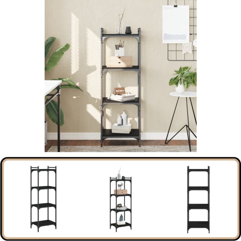 Vidaxl - Bibliothèque à 4 niveaux noir 40x30x120 cm bois d'ingénierie - Bibliothèque Murale - Bibliothèque Design - Étagère Moderne - Meuble