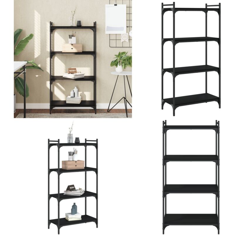 Vidaxl - Bibliothèque à 4 niveaux noir 60x30x120 cm bois d'ingénierie - Bibliothèque Murale - Bibliothèque Design - Étagère Livre - Meuble Rangement