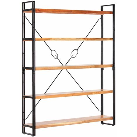 Bibliothèque à 5 niveaux  Armoire de livres  Étagères de Rangement 140x30x180 cm Bois d'acacia solide BZREH5212520