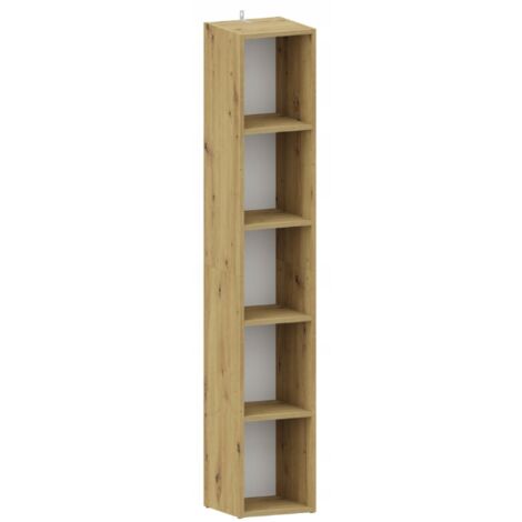 Bibliothèque à 5 niveaux Chêne artisanal - Étagère de Rangement Organisation Élégante pour Documents et Livres - 30 x 35 x 182 cm
