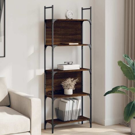 Bibliothèque à 5 niveaux-Étagère de Rangement chêne marron 60,5x24x166,5 cm 434306