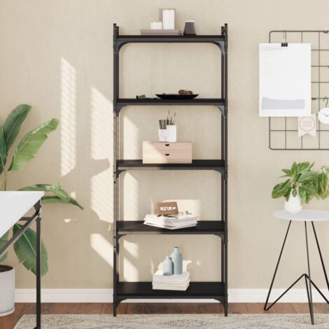 Bibliothèque à 5 niveaux-Étagère de Rangement noir 60x30x154 cm bois d'ingénierie 133012