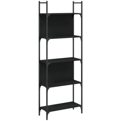 Bibliothèque à 5 niveaux noir 60,5x24x166,5 bois d'ingénierie