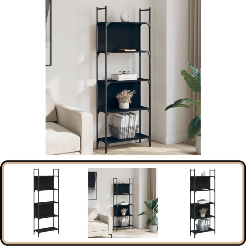 Vidaxl - Bibliothèque à 5 niveaux noir 60,5x24x166,5cm bois d'ingénierie - Bibliothèque Murale - Bibliothèque Design - Étagère Moderne - Meuble