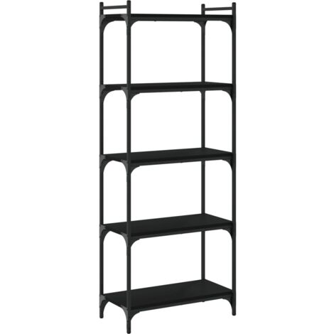 Bibliothèque à 5 niveaux noir 60x30x154 bois d'ingénierie