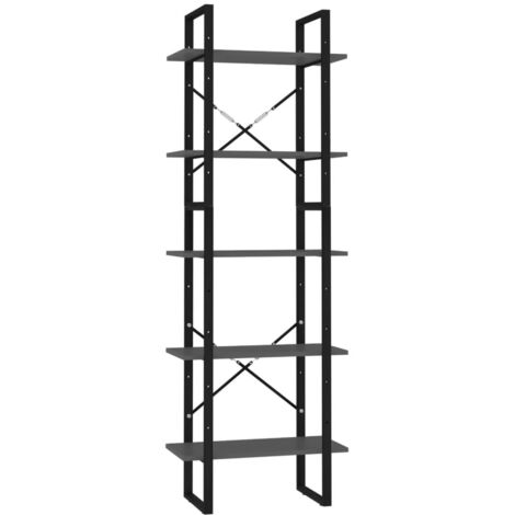 Bibliothèque à 5 niveaux，Armoire à Livres Gris 60x30x175 cm Bois ingénierie CFW6505909