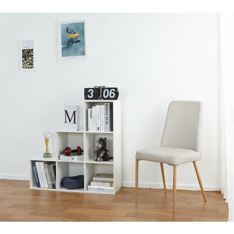 bibliotheque etagere escalier a 6 compartiments - meuble de rangement bois, blanc, 90,5 x 29 90,5cm mondeer blanc