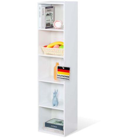 Bibliothèque Alaska Bibliothèque en MDF blanc à 5 niveaux 32 x 24 x 132 cm