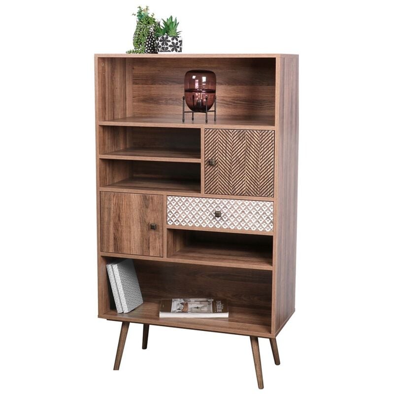 Bibliothèque ALTA coloris chêne clair avec 2 portes et 1 tiroir – Design scandinave et rangement pratique